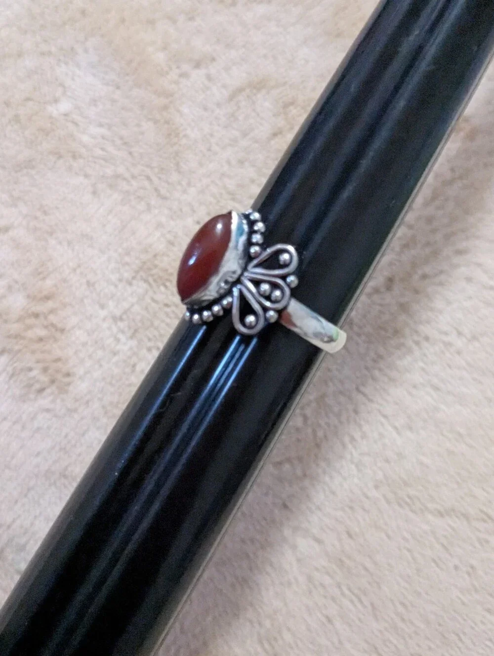 Handcrafted Ladies Carnelian Marquis Butterfly Ring  (10.25)
